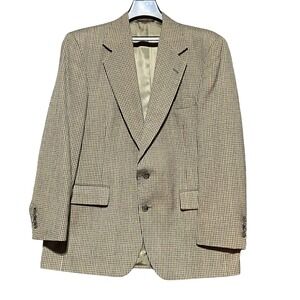 Talbot‎ Jaimes Vintage Mens 42R Sport Coat Blazer Brown Tan Micro Check USA Made
